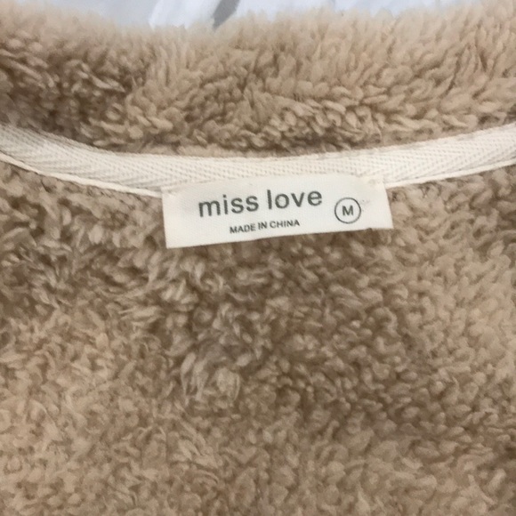 fuzzy tan crop cardigan with buttons - Picture 3 of 8